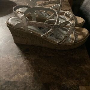 Used Silver Wedge Sandals
